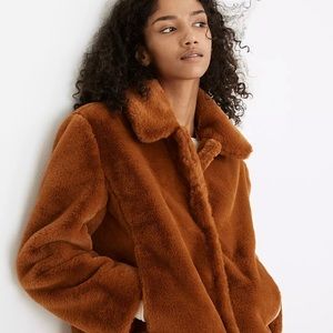 NWOT Madewell Faux Fur Puffer teddy coat xxs